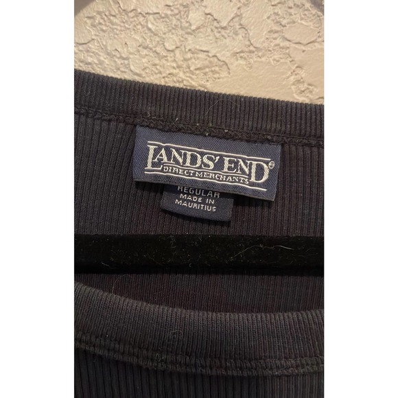 Lands End Women's Navy Blue Ribbed Long Sleeve Shirt Size XL 18-20 - Picture 2 of 3